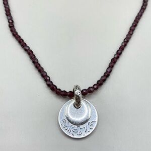 Vintage Silpada Etched Circle Pendant Necklace